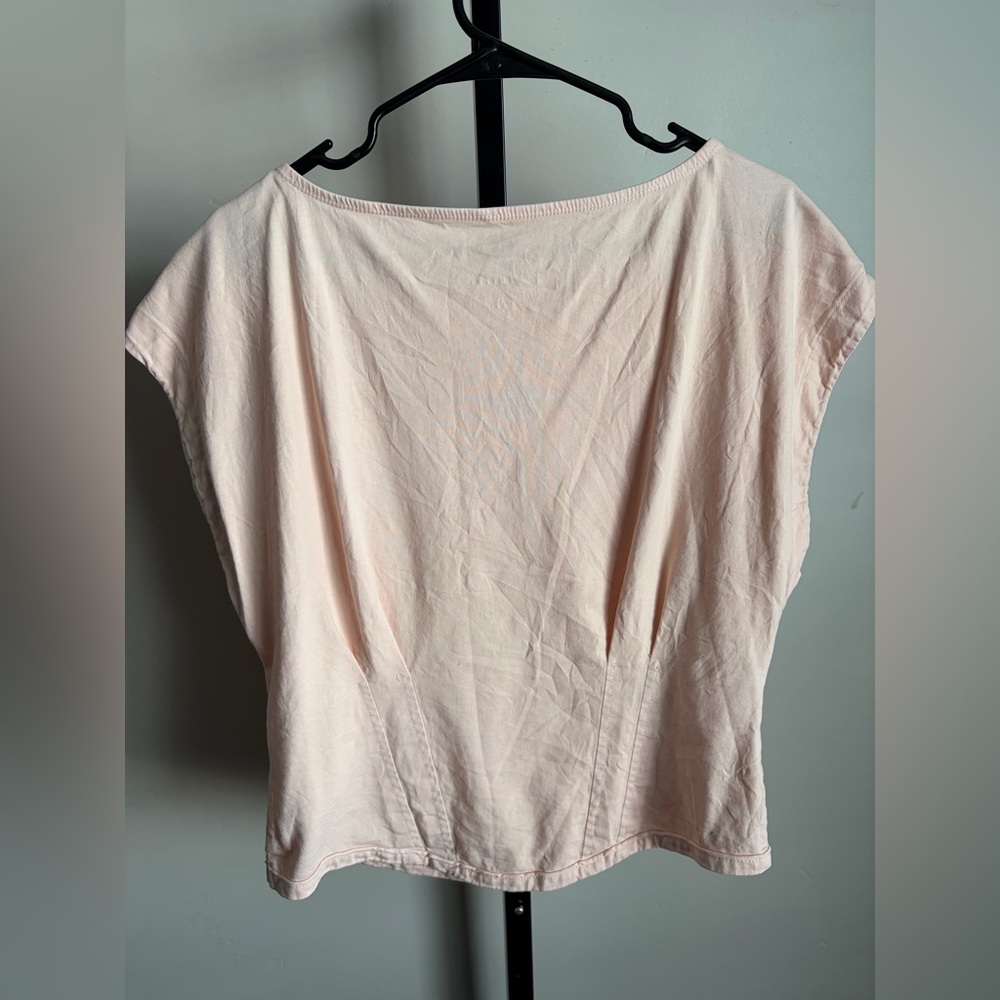 Pilcro by Anthropologie Corset Tee in Peach with Cap Sleeves - Picture 3 of 4